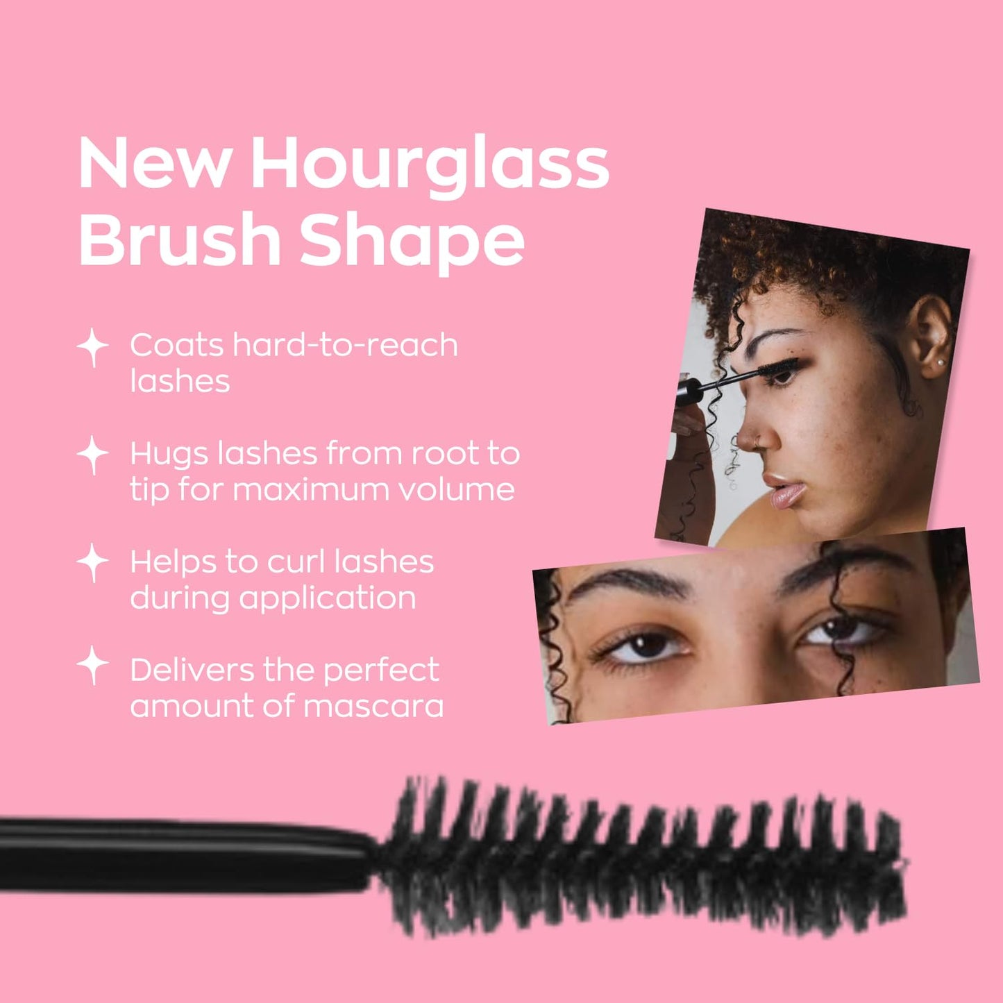 Elizabeth Mott Black Volumizing Mascara - Smudge-Proof, Lengthening Fiber Formula, Hourglass Wand - Clump-Free, Water-Resistant & Cruelty-Free - Safe