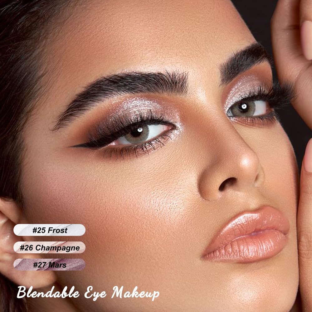 FOCALLURE 3 Pcs 2 in 1 Eyeshadow and Eyeliner Pen, Shimmer Eye Shadow Pencil, High Pigmented Eyeshadow, Highlighter Eye Liner, Multi-Dimensional eyes