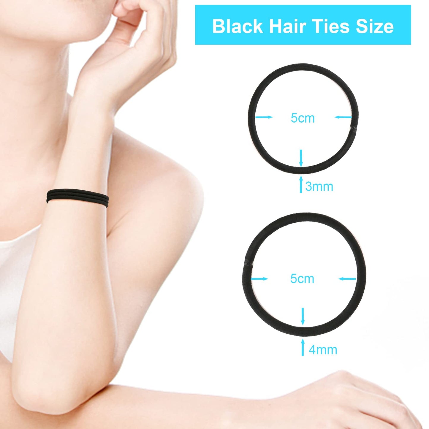 YXYL Hair Ties - 220 PCS Black Hair Ties, Premium Elastic Hair Bands for Women Men Ponytail Holders, Hair Elastics Tie for Medium Thick Curly Hair
