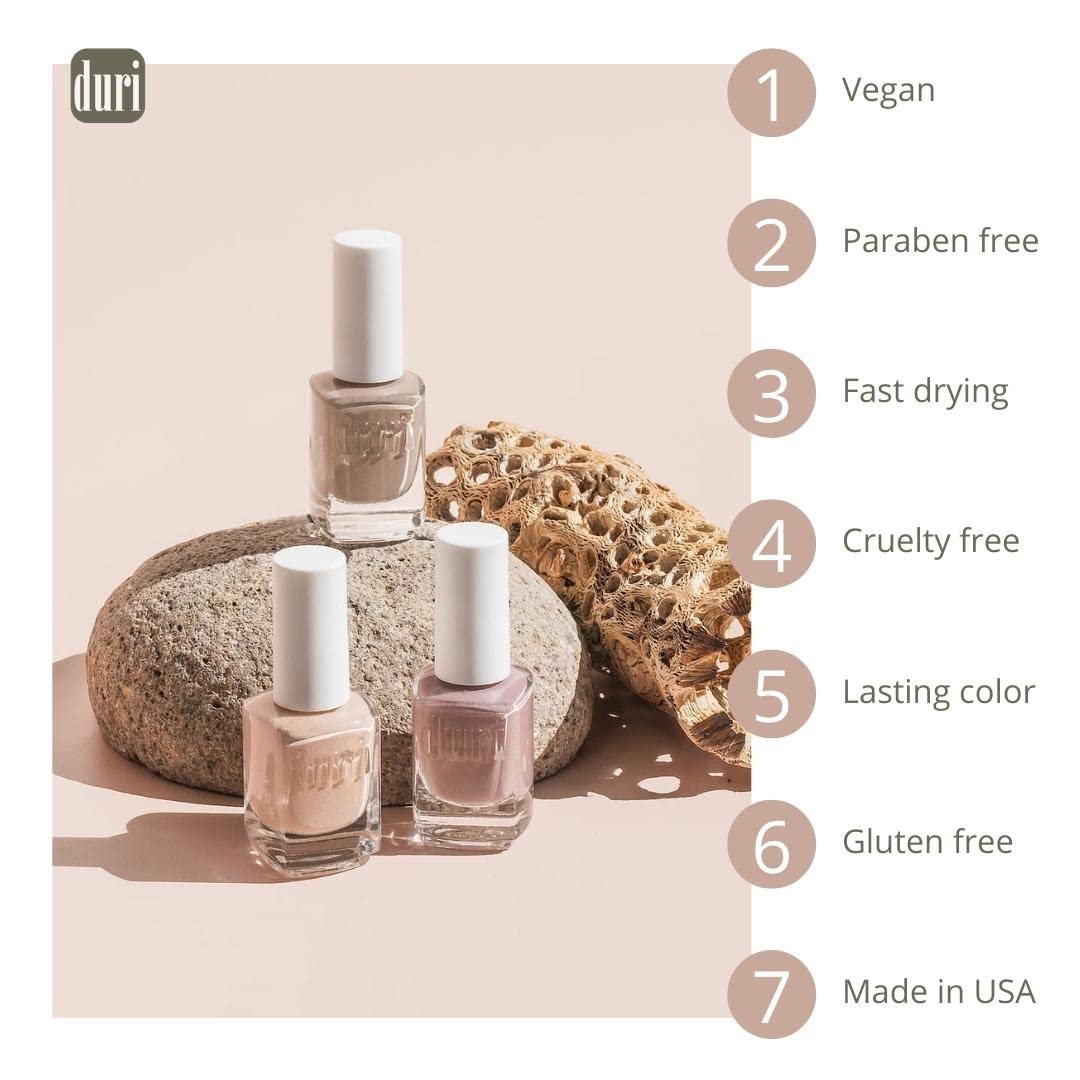 duri Nail Polish, 340 Forever Beautiful, Pale Pink Color, Soft Pastel, Neutral Shade with Sheer Finish for French Manicure, Wedding, Everyday Wear