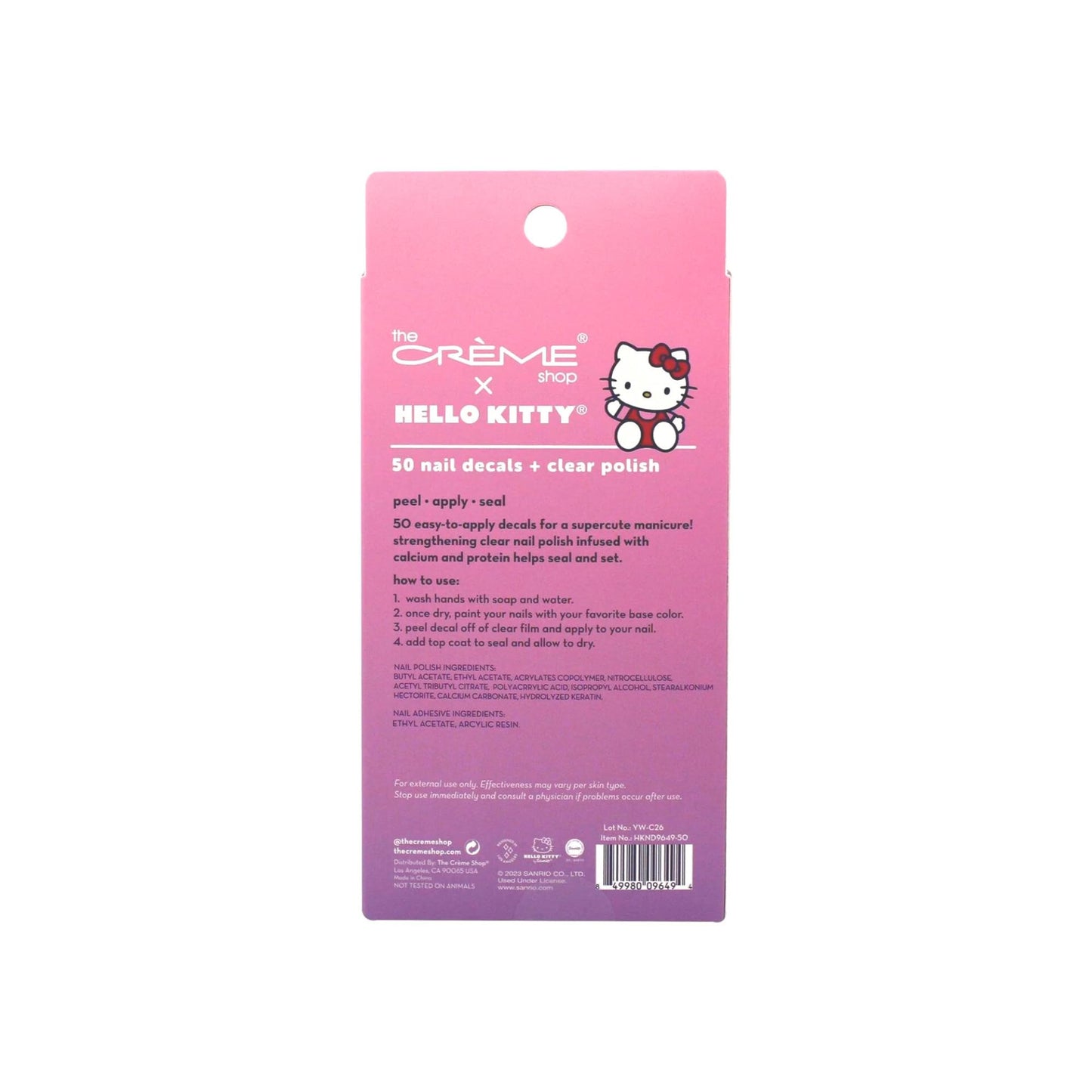 The Crème Shop X Hello Kitty (Purple) 50 Nail Decals + Clear Polish, Nail Stickers for Nail Art, Naik Kits Beauty & Personal Care The Crème Shop