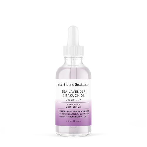 Renewing Skin Serum with Sea Lavender & Bakuchiol, Anti-Aging Firming and Smoothing Collagen Boosting Face Serum for Fine Lines and Wrinkles - 2 fl oz