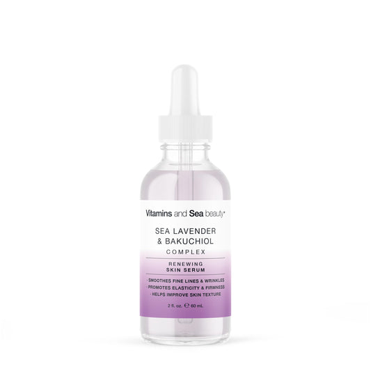 Renewing Skin Serum with Sea Lavender & Bakuchiol, Anti-Aging Firming and Smoothing Collagen Boosting Face Serum for Fine Lines and Wrinkles - 2 fl oz Beauty & Personal Care VITAMINS AND SEA BEAUTY
