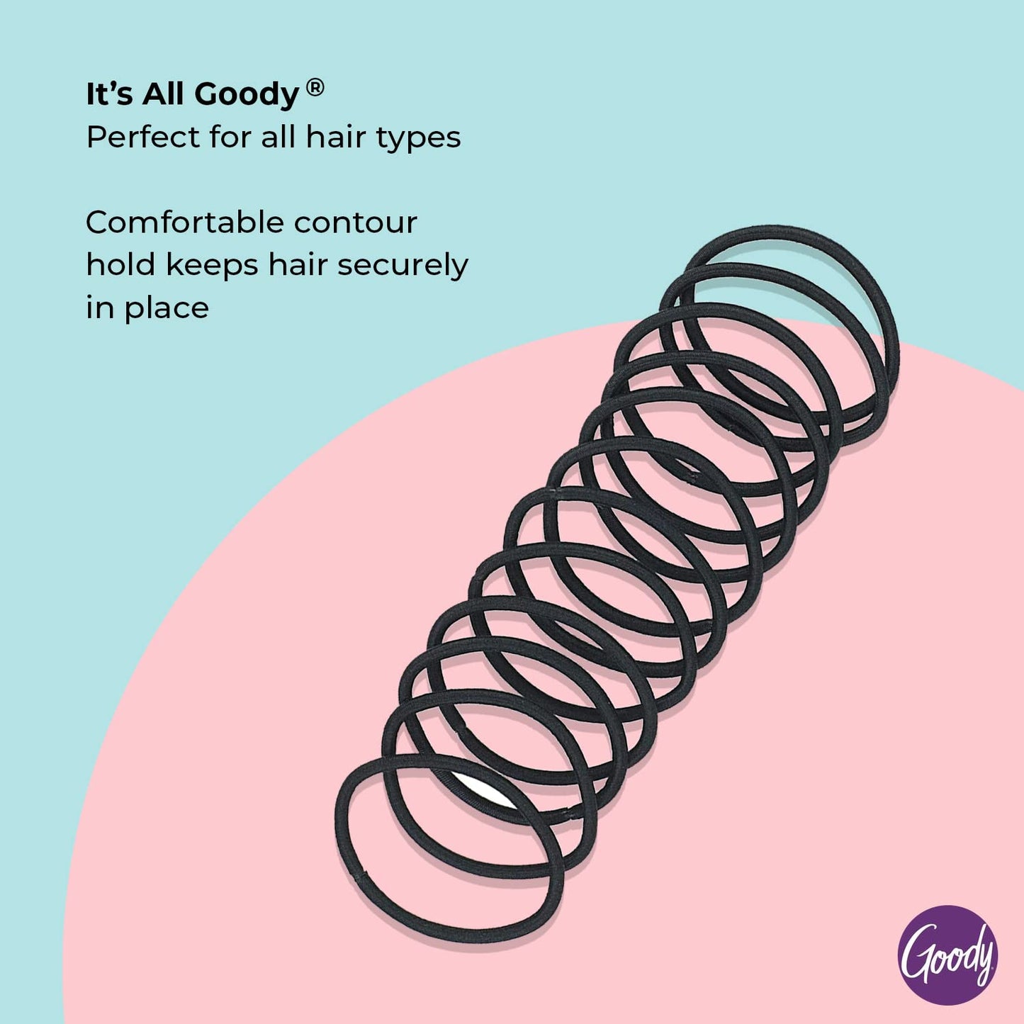 Goody Ouchless Hair Elastics - No Pull, No Breakage, Tangle-Free Hold for Thick, Curly, Coily & Textured Hair - 70 Count, Black, Long-Lasting Ponytail Beauty and Personal Care GOODY