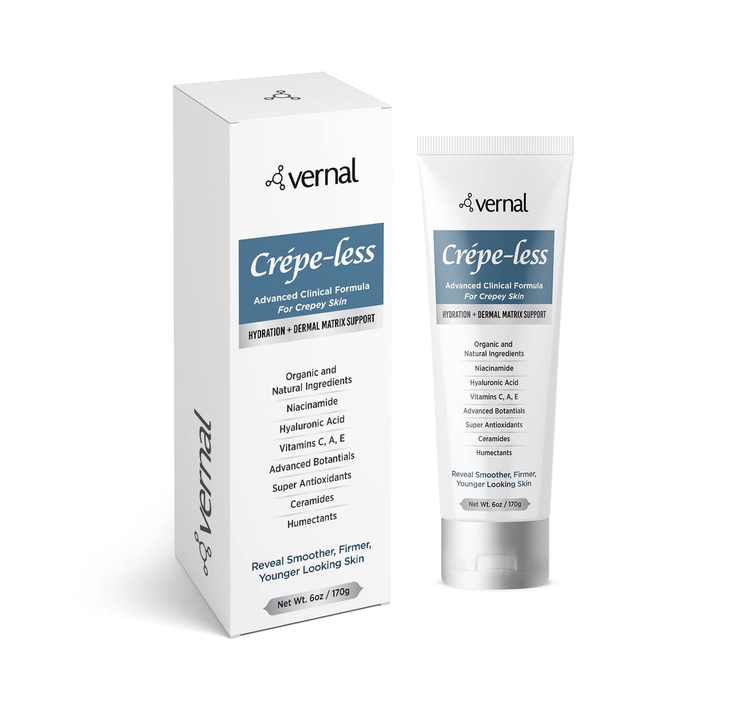 Vernal Crepe-less skin firming cream to reduce crepey arms, neck & hands. Organic tightening cream to reduce thin dry wrinkled skin. Best moisturizer