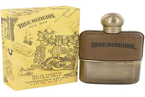 True Religion by for Men. Eau De Toilette Spray - 100 ml / 3.4 Fl Oz - woody fougere - mandarin, ozone, aqua, cardamom, violet leaf, spice, lavender