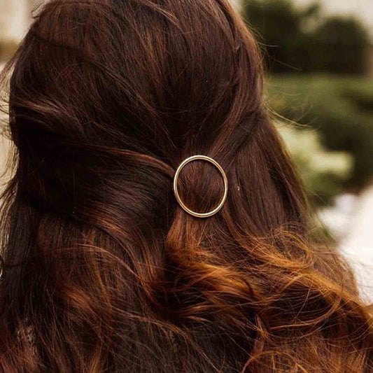 Yheakne Circle Hair Clip Barrette Hollow Round Gold Hairpin Minimalist Bobby Pin Geometry Metal Hair Accessories for Women and Gilrs (Gold Circle)