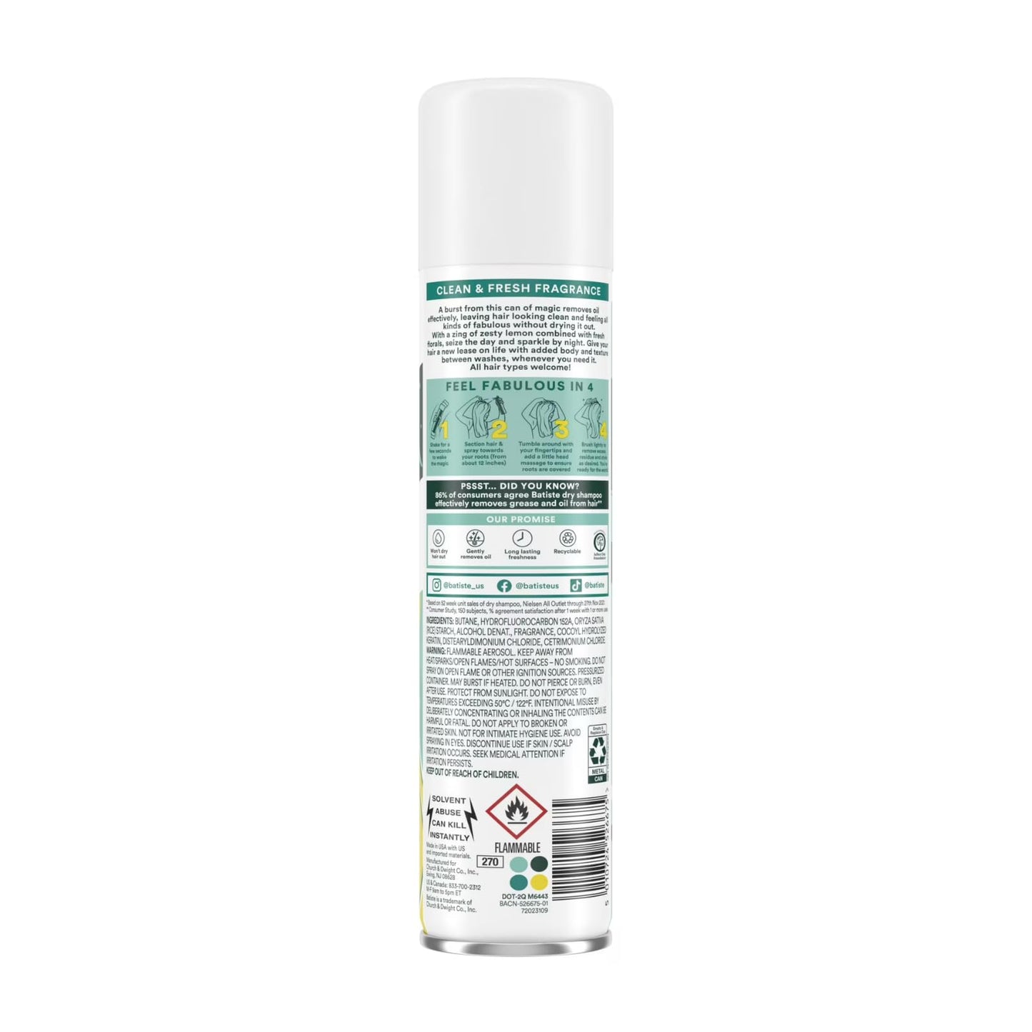 Batiste Original Dry Shampoo, Absorbs Oil & Grease, Classic Clean Scent, 3.81 oz. (Pack of 2) Beauty and Personal Care Batiste