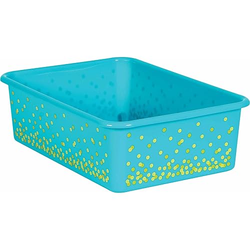 Teach Create Resources Teal Confetti Large Plastic Storage Bin
