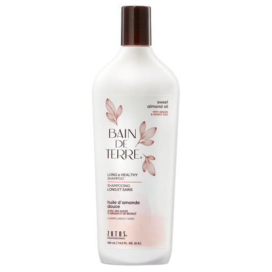 Bain de Terre Sweet Almond Oil Long & Healthy Shampoo, Strength & Protection for Weak, Damaged Hair, with Argan & Monoi Oils, Paraben-Free