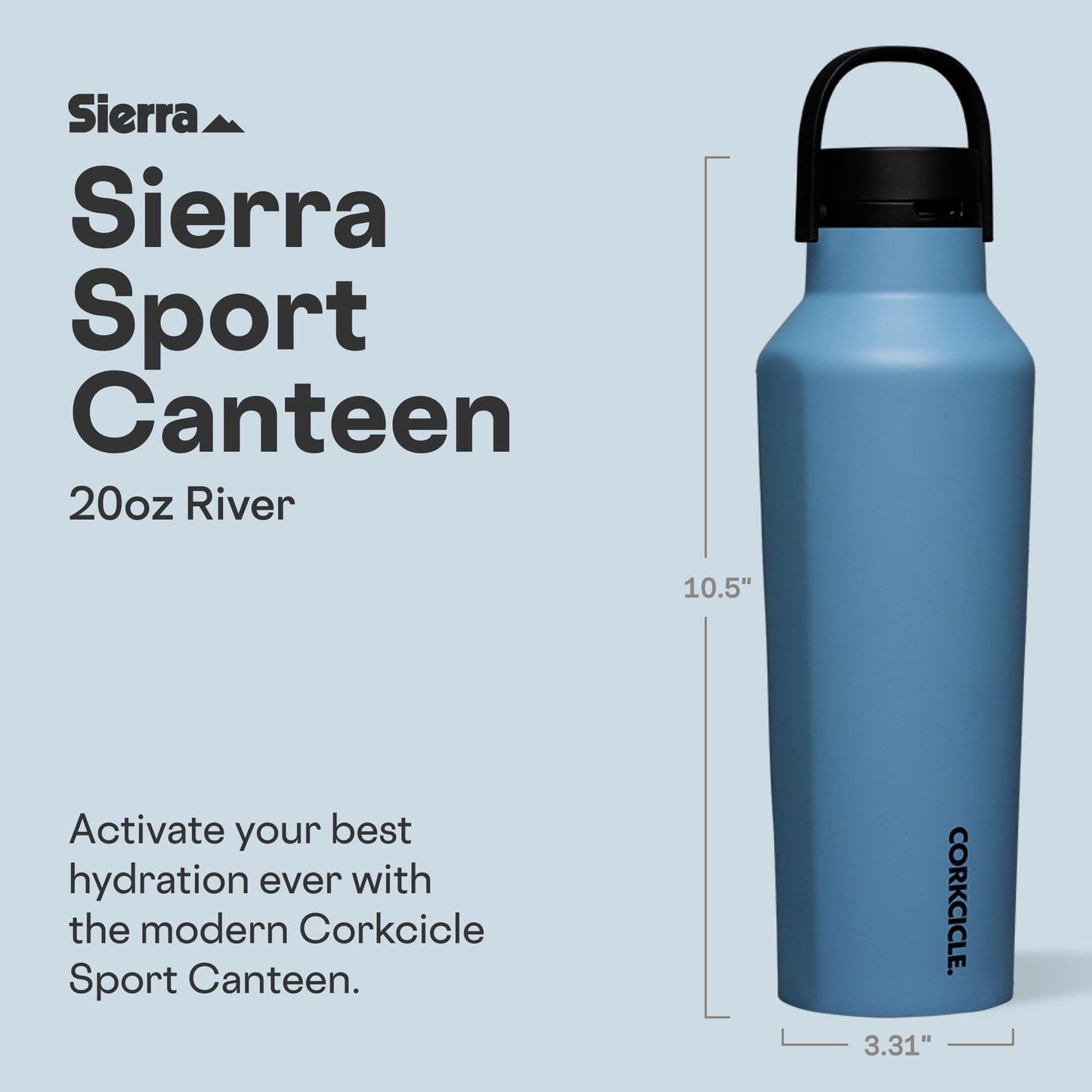 Corkcicle Sport Canteen - Keeps Drinks Cold 25 Hours - Stainless Steel Water Bottle - Triple-Insulated - Spill-Proof - Summer Drinkware Gift - Keeps