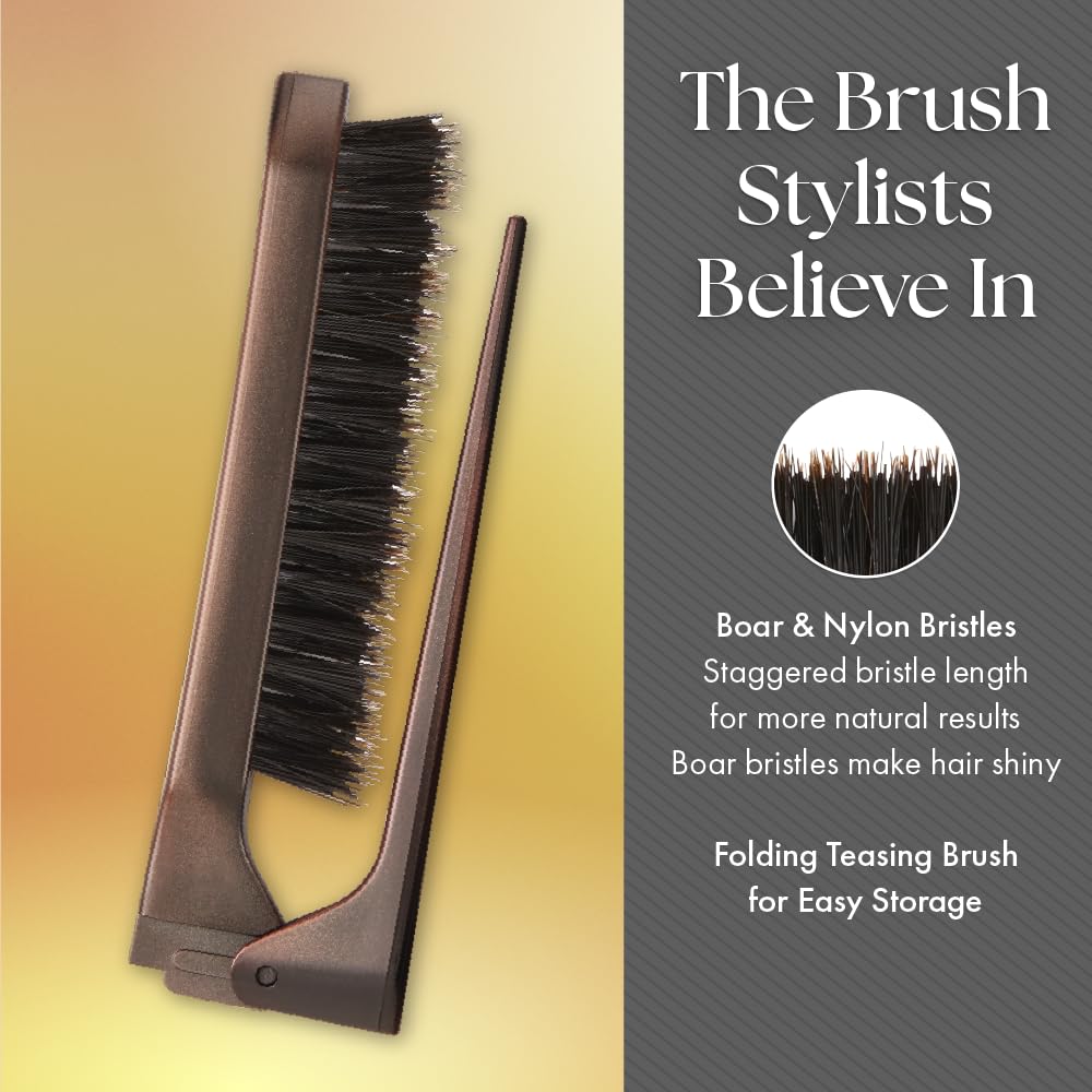 Olivia Garden Style-Up Teasing Foldable Hair Brush - 50% boar & 50% nylon bristles STU-MX (Mixed)…