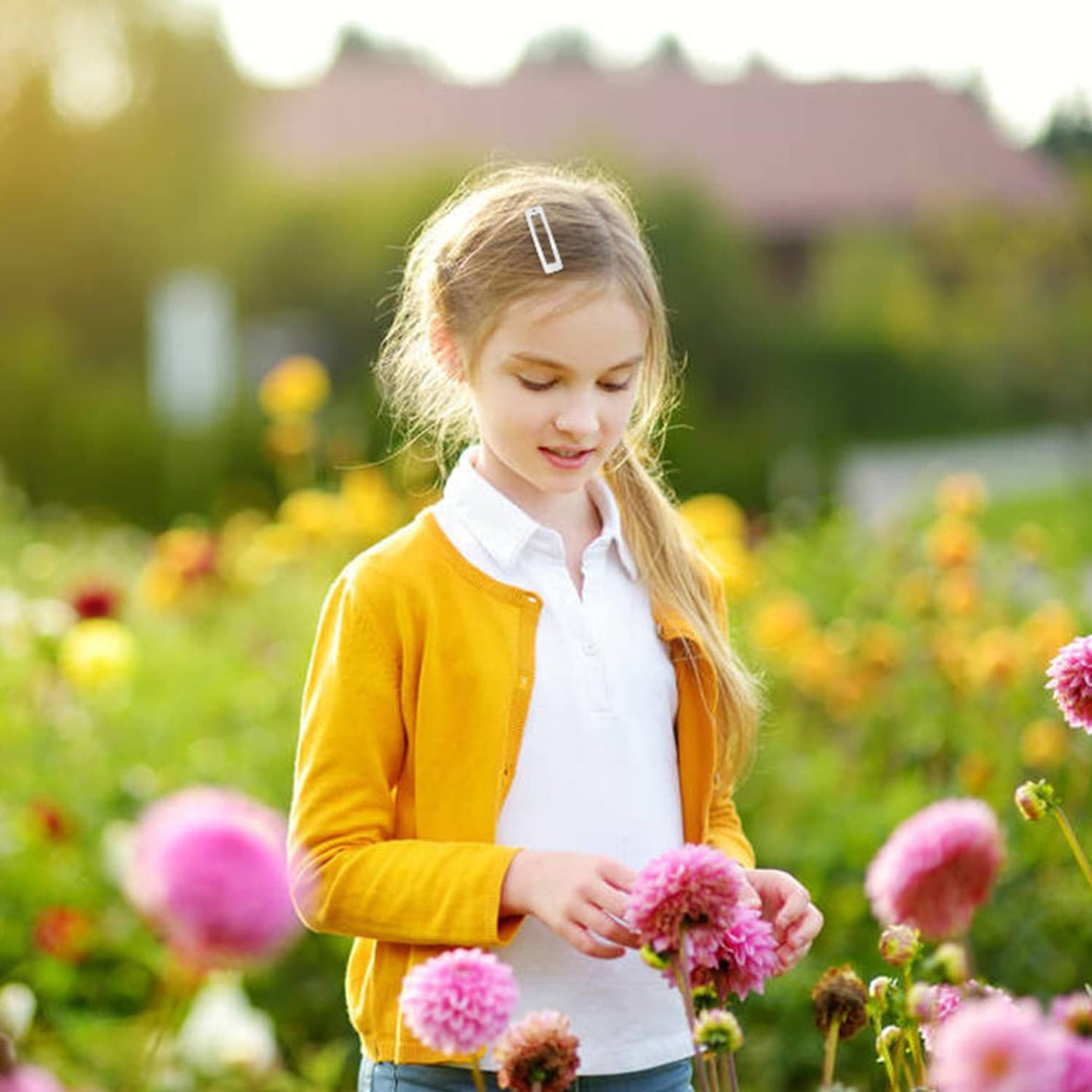 Lawie 100 Pack Bulk 2 Inch 5 CM Rectangle Square Snap Metal Hair Clips Barrettes Silver Hairpins Clips Thin Fine Bang Hair Holder Craft DIY