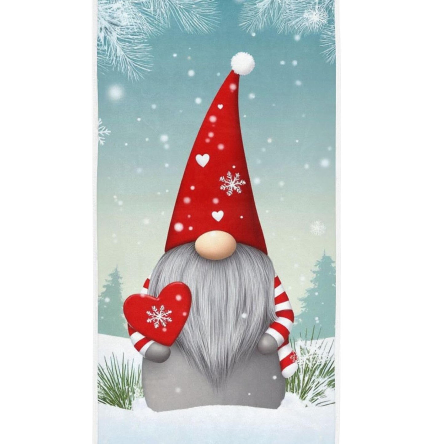 Christmas Gnome Tomte Hand Towels 16x30 in Bathroom Towel, Winter Elves with Red Hearts Snowflake Soft Absorbent Small Bath Towel Merry Christmas…