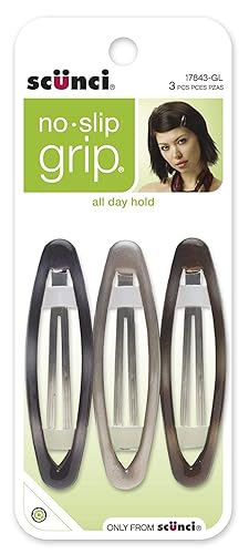 Scunci No-slip Grip Oval Snap Clips, 3 Count