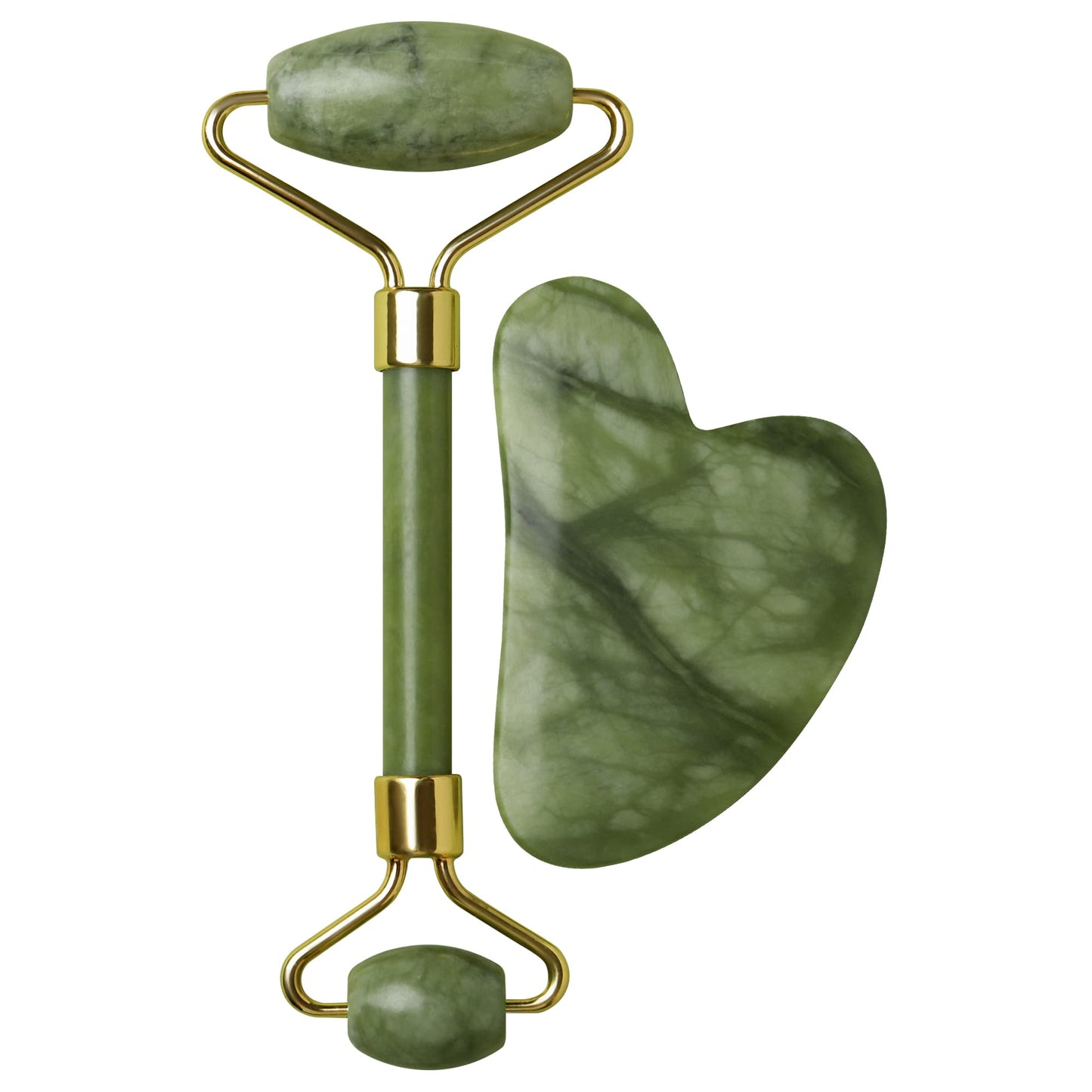 Beautyfrizz Jade Face Roller - Jade Roller for Face and Gua Sha Massage Tool - Gua Sha and Jade Roller - Guasha Tool for Face - Skin Care Gift Set