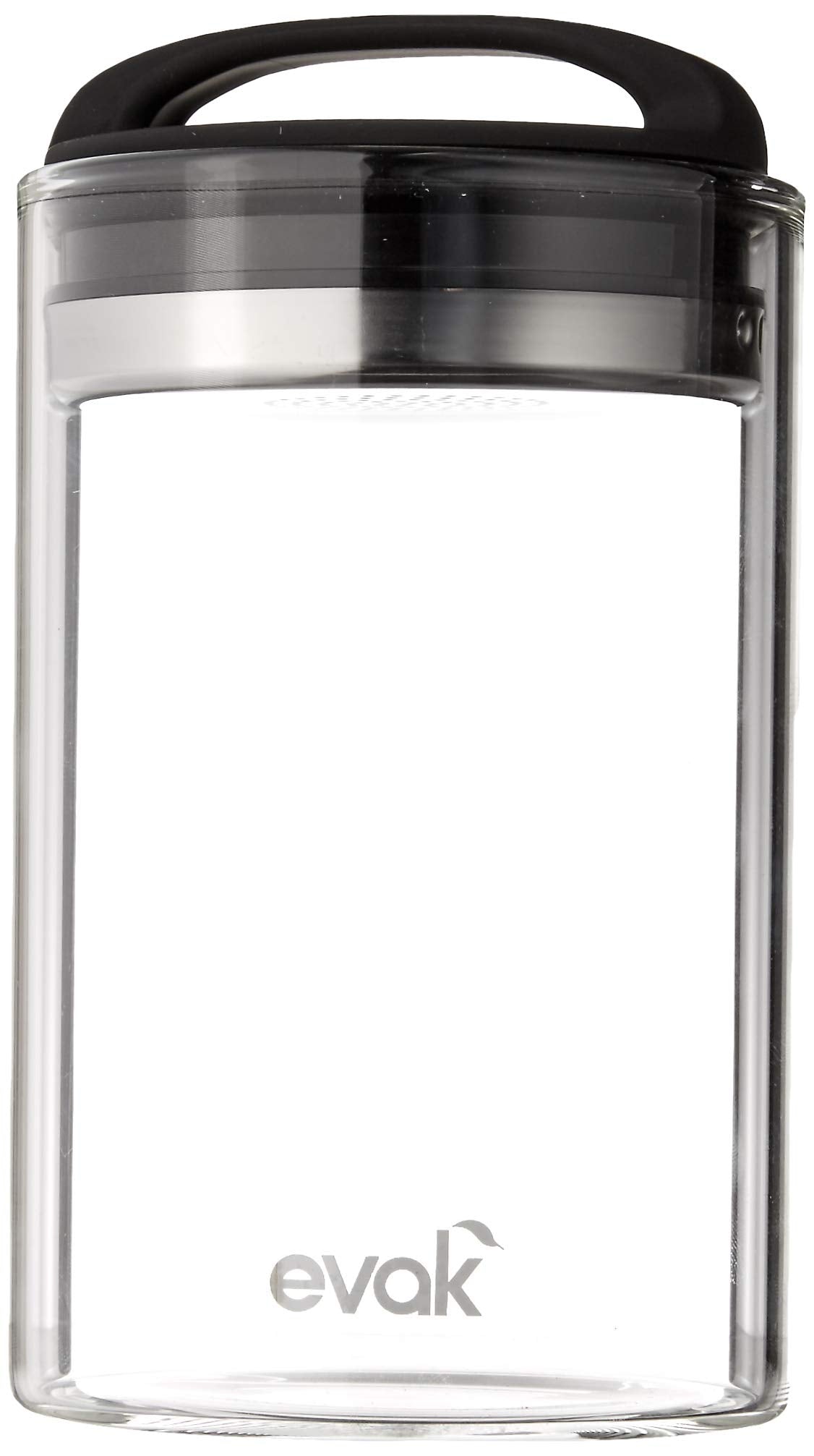 Prepara Evak Fresh Saver Airless Canister, Glass & Stainless, Medium, Soft Touch Black Handle
