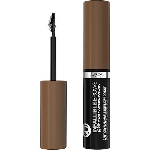 L'Oreal Paris Infallible Volumizing 24H Wear Brow Mascara, Long Lasting Eyebrow Makeup for 2X Fuller Eyebrows, 6.0 Light Brunette, 0.13 Fl Oz