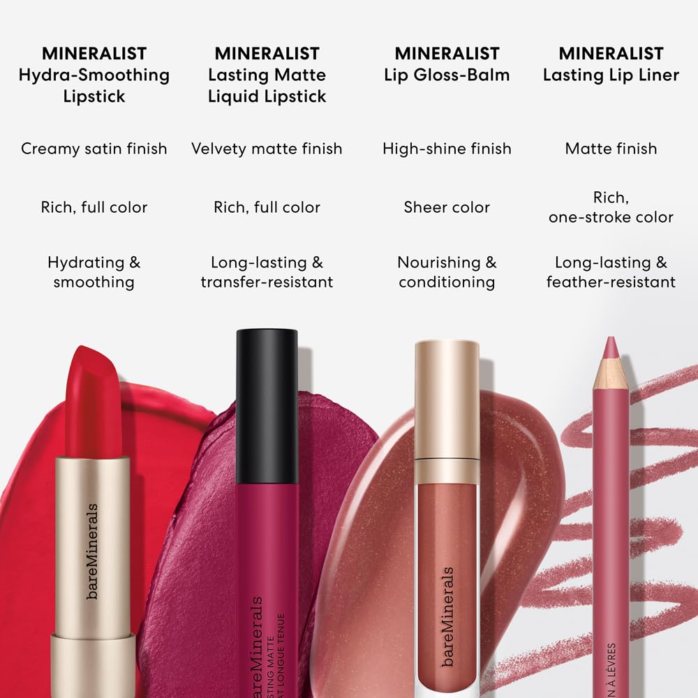 bareMinerals Mineralist Lip Gloss-Balm, Love, Vegan, Cruelty-Free & Dermatologist-Tested