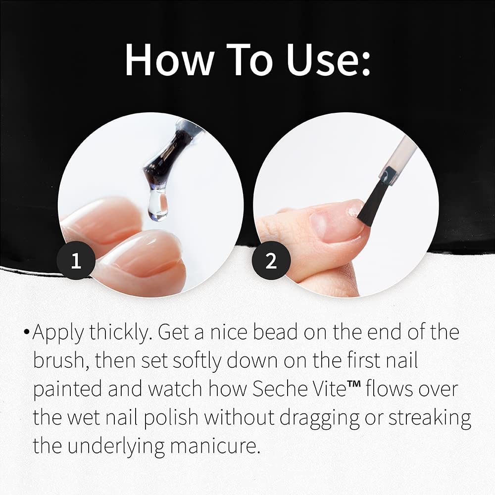 Seche Vite Dry Fast Top Coat - Quick Dry Clear Nail Polish Top Coat for High Gloss Shine, Long-Lasting Manicure, Made in the USA, 0.5 fl oz Beauty & Personal Care Seche