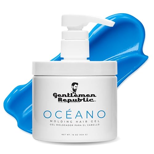 Gentlemen Republic Oceano Men's Hair Gel 16oz W/Pump - Strong Touchable Hold and High Shine Styling Gel for Hair, 100% Alcohol-Free Professional