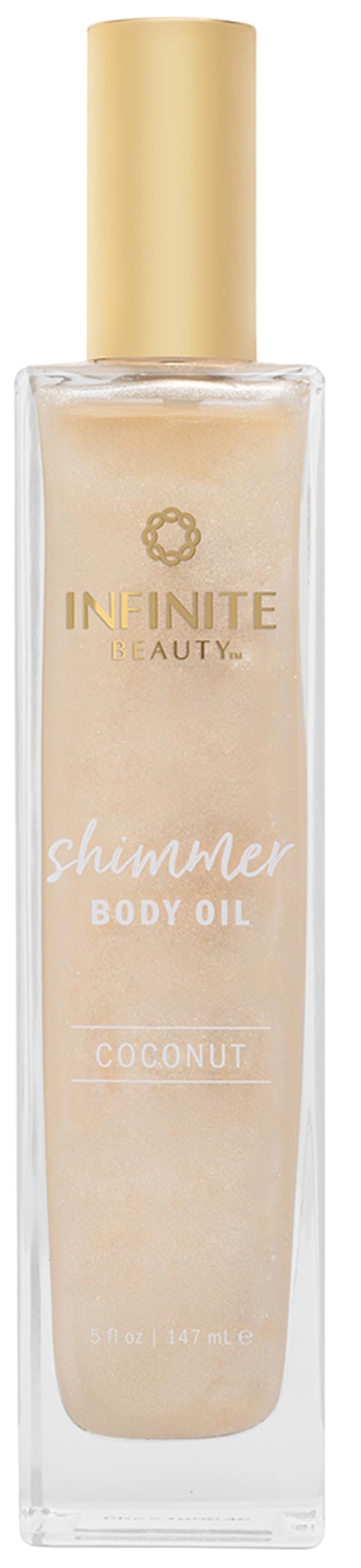 Infinite Beauty Shimmer Body Oil - 5 Fl Oz | Coconut & Gold Glitter for Radiant Skin | Hydrating & Illuminating | Perfect After Bath | Adds a