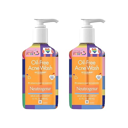 Neutrogena Oil-Free Acne Fighting Facial Cleanser, 2% Salicylic Acid Acne Treatment, Daily Oil Free Acne Face Wash, Special Care with Pride Packaging