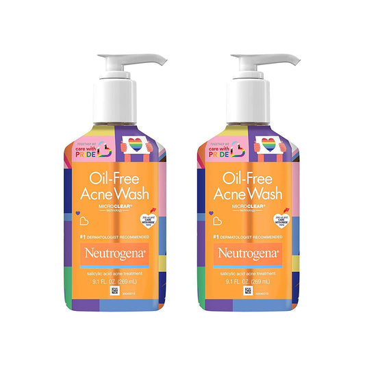 Neutrogena Oil-Free Acne Fighting Facial Cleanser, 2% Salicylic Acid Acne Treatment, Daily Oil Free Acne Face Wash, Special Care with Pride Packaging