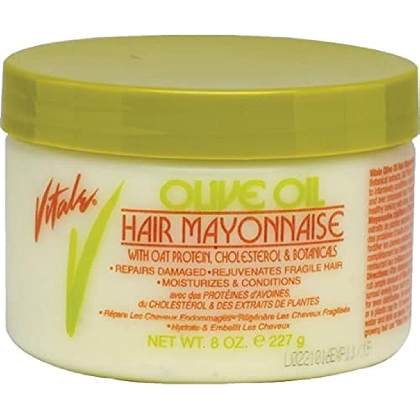 VITALE Olive Oil Hair Mayonnaise 8oz with Oat & Egg Protein and Vitamins - Good on Color & Thermal Treated Hair - for Dry & Damaged Scalp Men, Women