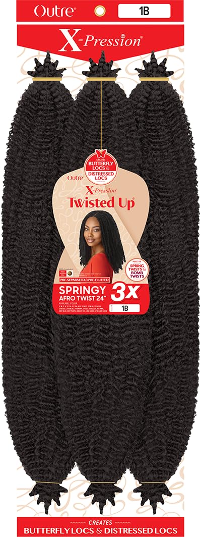 Outre Crochet Braids X-Pression Twisted Up 3X Springy Afro Twist 24" (1-pack, 1B) Beauty and Personal Care x-pression Default Title