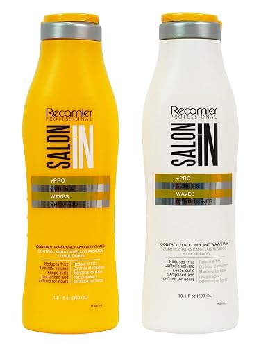 RECAMIER Professional Salon In Hydrating Anti Frizz Curly Hair Shampoo and Conditioner Set with Keratin Damaged Locks Moisturizing Treatment Champu y