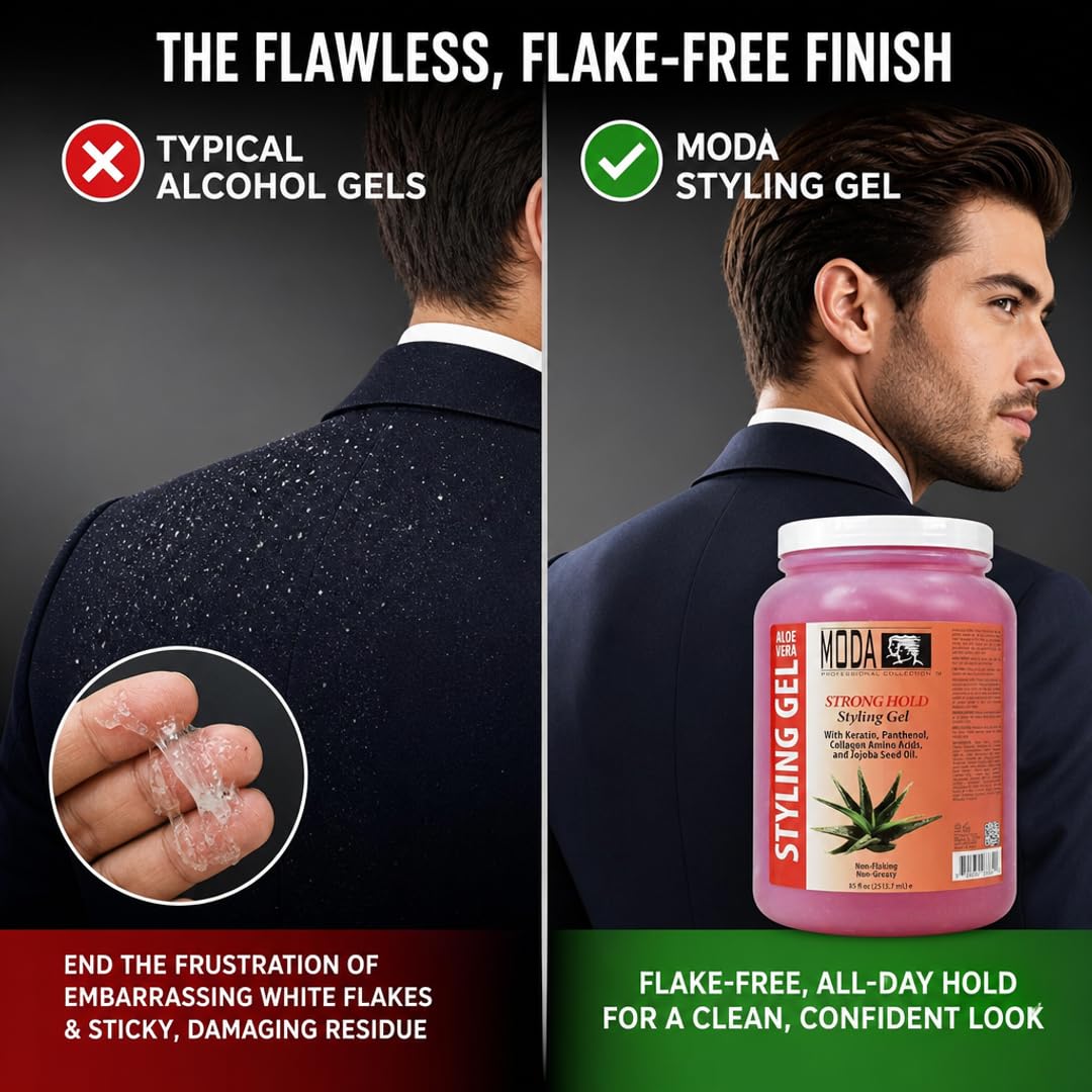 MODA Styling Gel - Flake-Free, All-Day Hold Hair Repair Treatment | Keratin, Collagen, Panthenol, Vitamin E & Glycerin | Alcohol-Free, Sulfate-Free