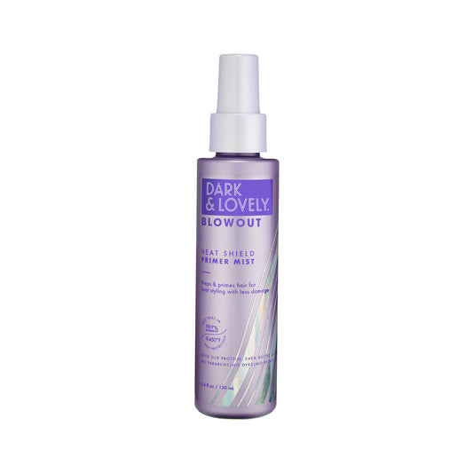 SoftSheen-Carson Dark and Lovely Blowout Heat Shield Hair Primer, Blow Dry Spray & Heat Protectant with Castor Oil, For Curly & All Hair Types, 4.4 fl