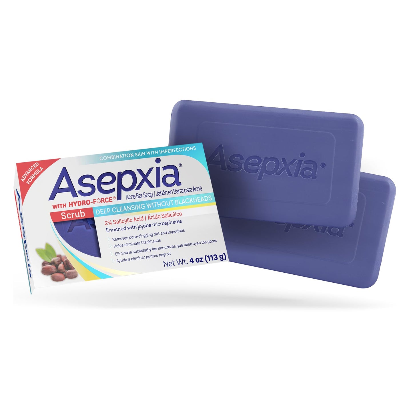 Asepxia Acne Treatment Bar Soap: Removes pore-clogging dirt and impurities, Helps eliminate blackheads, Deep cleansing without blackheads, Salicylic