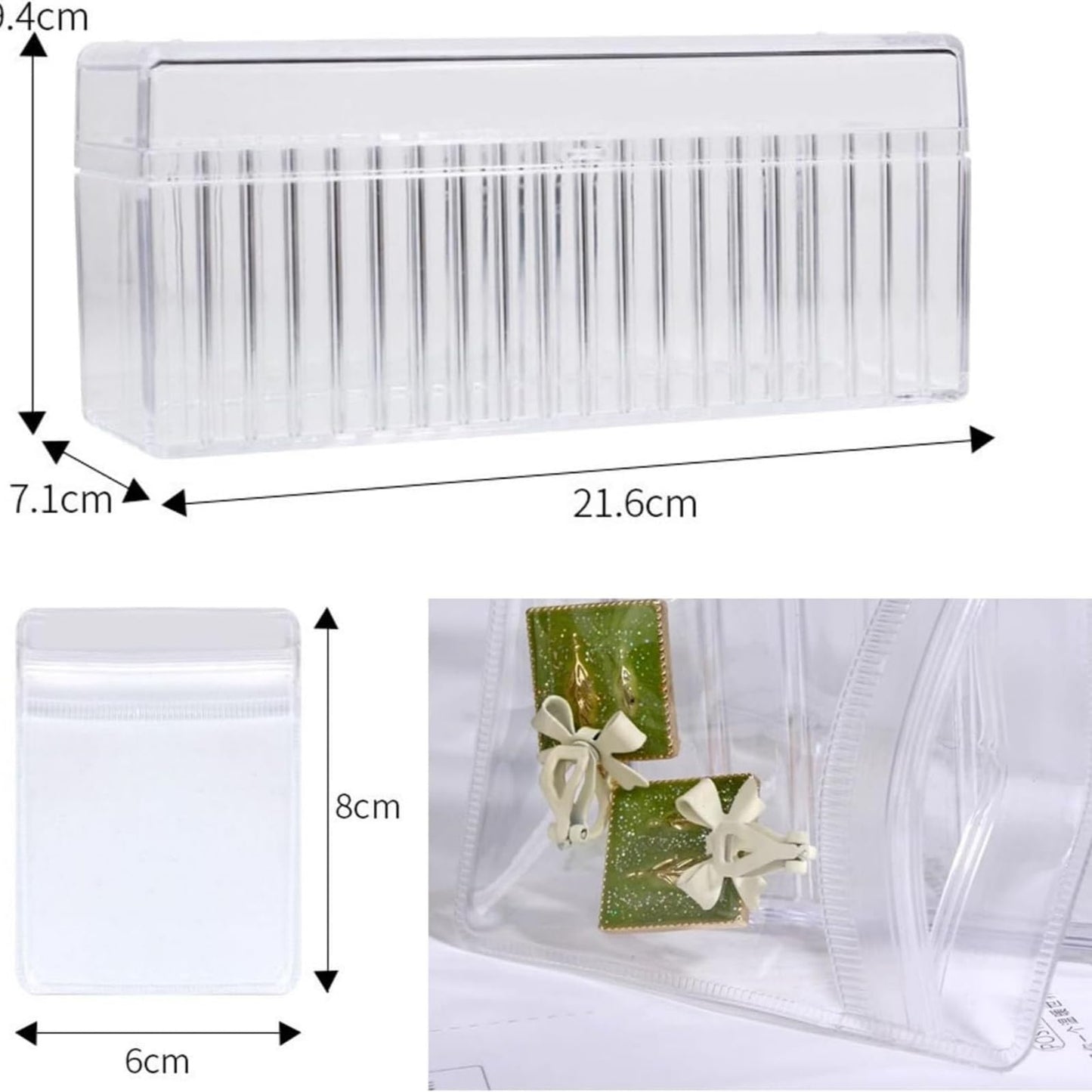 Acrylic Jewelry Box Organizer with 20 Portable Anti Tarnish Jewelry Bags, Acrylic Jewelry Organizers and Storage, Clear Jewelry Organizer Holder…