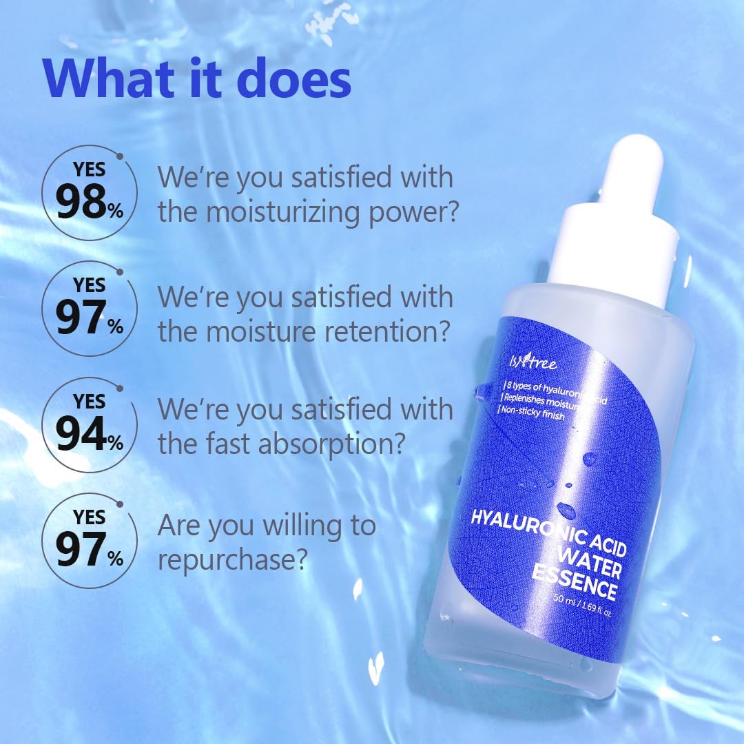 ISNTREE Hyaluronic Acid Water Essence 50ml 1.69 fl.oz | Water Serum | Replenishes moisture | Non-sticky ?nish