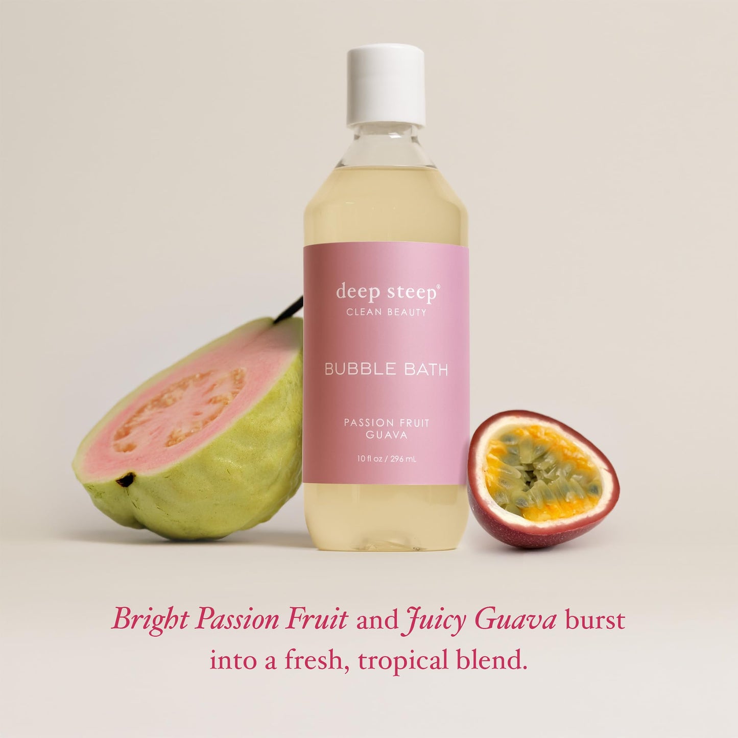 Deep Steep Bubble Bath, Passion Fruit Guava, 10 oz - Soothing Soak with Shea Butter, Argan Oil, Aloe Vera & Coconut Oil - Vegan, Sulfate-Free
