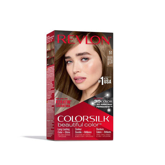 Revlon Permanent Hair Color, Permanent Hair Dye, Colorsilk with 100% Gray Coverage, Ammonia-Free, Keratin and Amino Acids, 40 Medium Ash Brown, 4.4 Oz