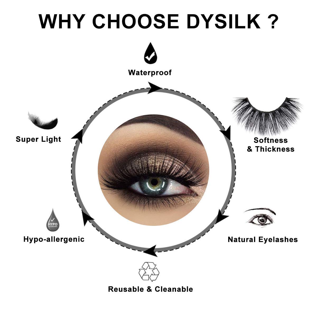 DYSILK Eyelashes Mink Lashes Fluffy- Cat Eye Lashes 3 Pairs 6D Mink Lashes Wispy Eyelashes Lashes That Look Like Extensions Lashes Set Reusable Lashes