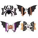 4 Pcs Halloween Hair Bows, Glittering Ghost Spider Hair Clips for Girls, Spider Hair Bows for Woman, Pumpkin Hairpins for Kids, Cartoon Halloween Hair