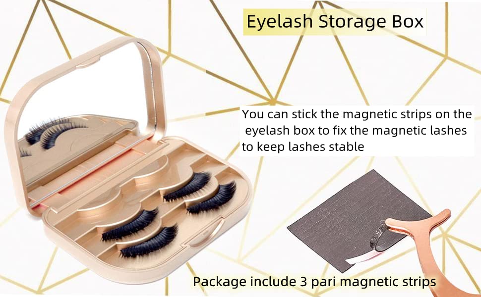 YiQiYi Cosmetic Case Empty Eyelashes Storage Case with Makeup Mirror Holder Box Fake Eyelash Packing Travel Storage Case Eyelashes Bag(Gold)