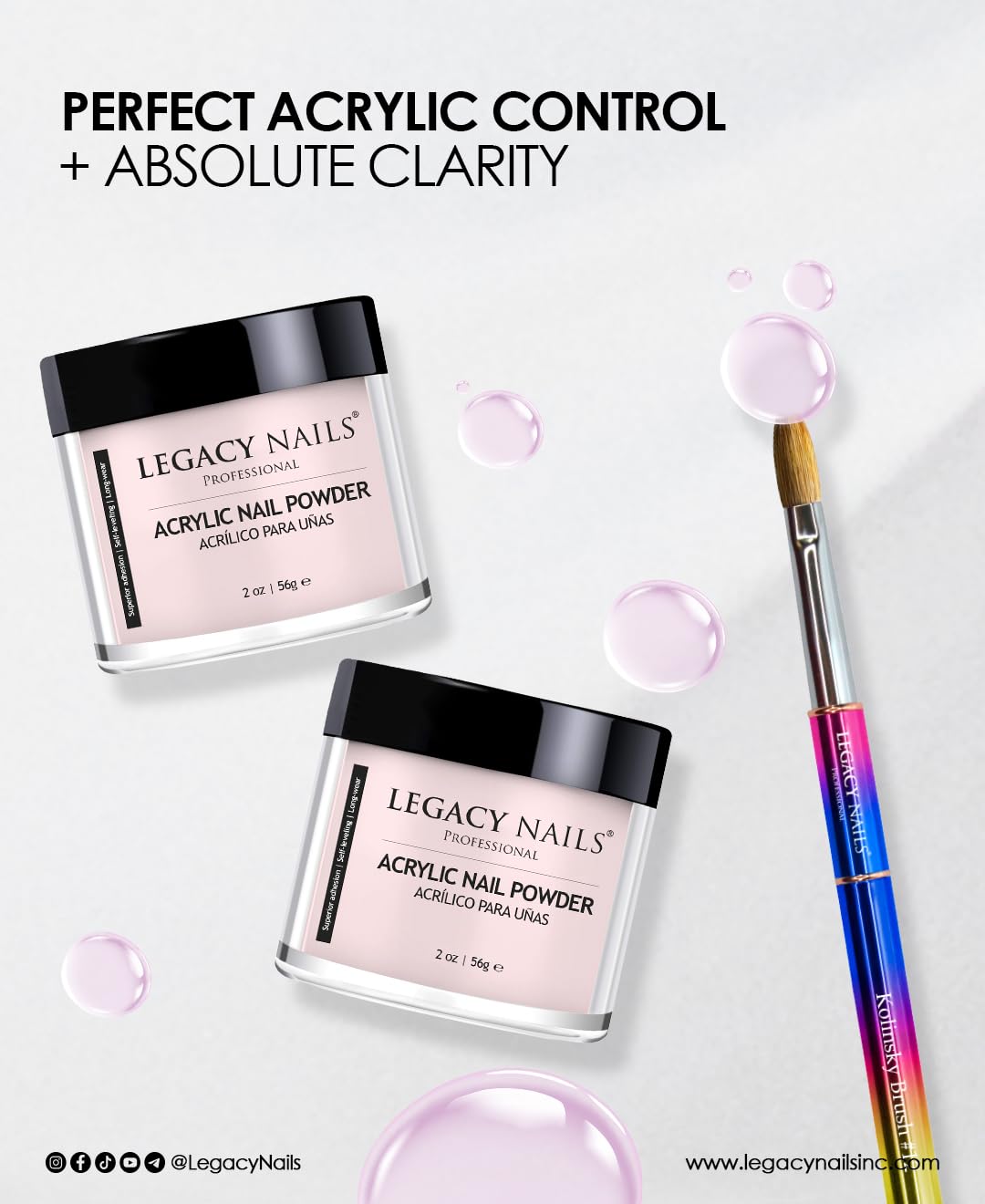 Legacy Nails Professional Pink Acrylic Powder, Net Wt. 8 oz. - French Manicures, Blending Cover Acrylics Nail Extension Colors, Natural Pink Finish Beauty & Personal Care LEGACY NAILS