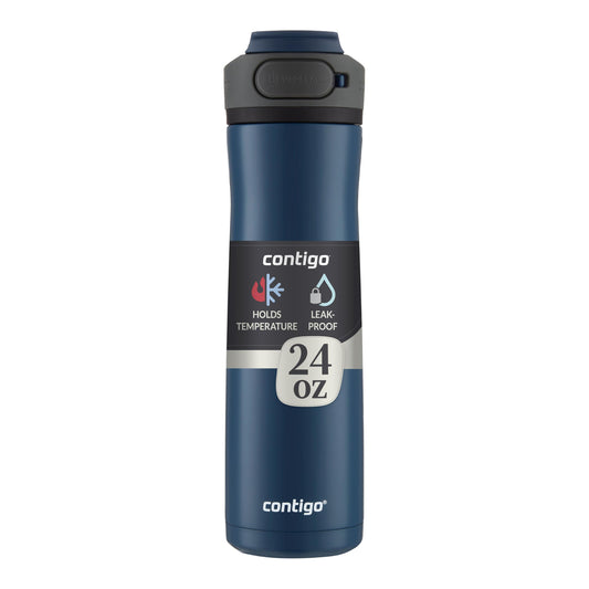 Contigo Cortland Chill 2.0 Blueberry Stainless Steel Water Bottle Vacuum-Insulated Spill-Proof Lid 24oz Ideal for Hot or Cold Drinks Interchangeable…