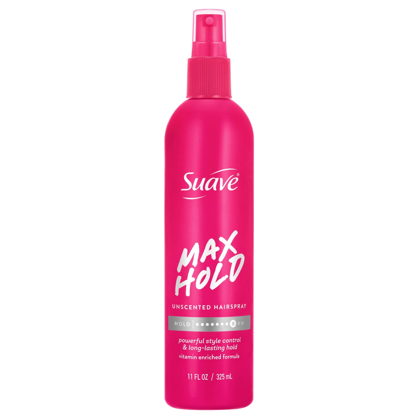 Suave Max Hold Unscented Non-Aerosol Hairspray, Strong Hold, Lightweight, Not Sticky or Stiff, For Smooth, Frizz-Free Styles, All Hair Types, 11 FL OZ