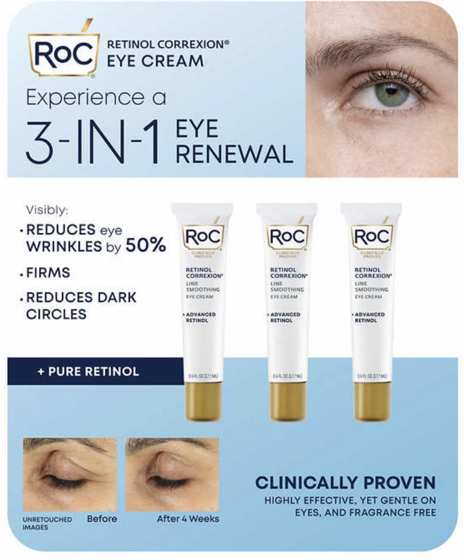 RoC Line Smoothing Eye Cream 3-pack, 0.6 fl oz
