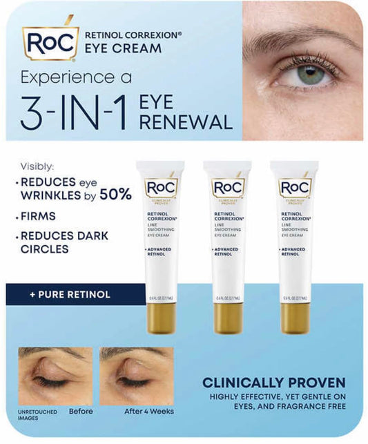 RoC Line Smoothing Eye Cream 3-pack, 0.6 fl oz Beauty & Personal Care RoC