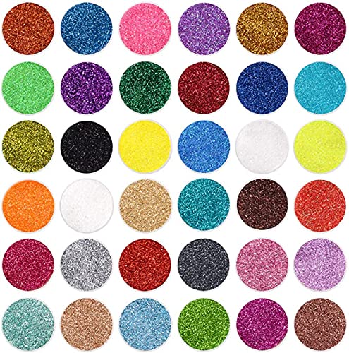 36 Colors Set, Fine Glitter for Resin, Arts and Craft Supplies Glitter, Cosmetic for Body Nail Face Hair Eyeshadow Lip Gloss Makeup, Festival