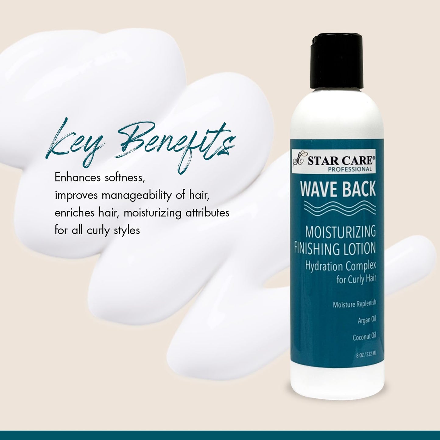 STAR CARE Wave Back Moisturizing Finishing Curl Defining Lotion for Curly Hair Anti-Frizz Moisturizing Leave-In Cream for Curly & Wavy Hair Soft Hold