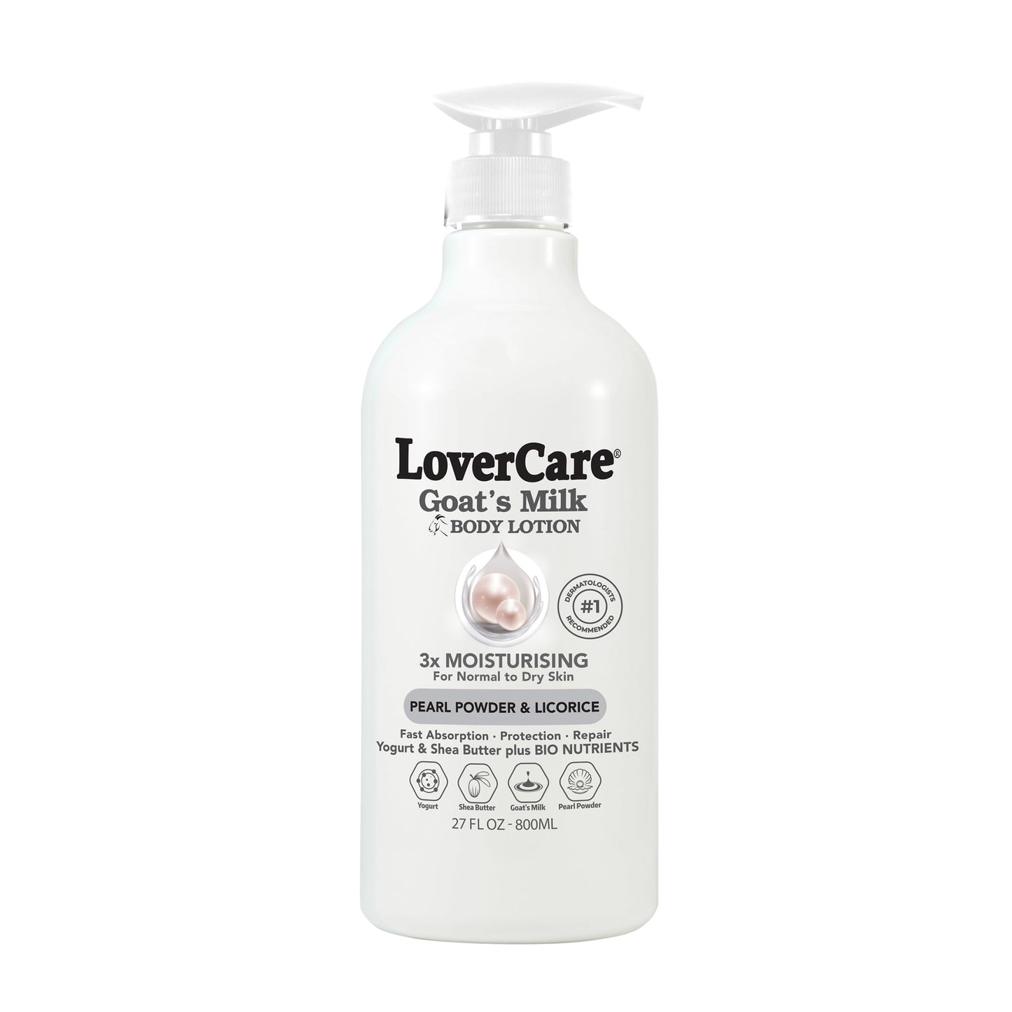 Lovercare Goat Milk Body Lotion for Dry Skin Pearl 27 fl oz (800ml) - Single…