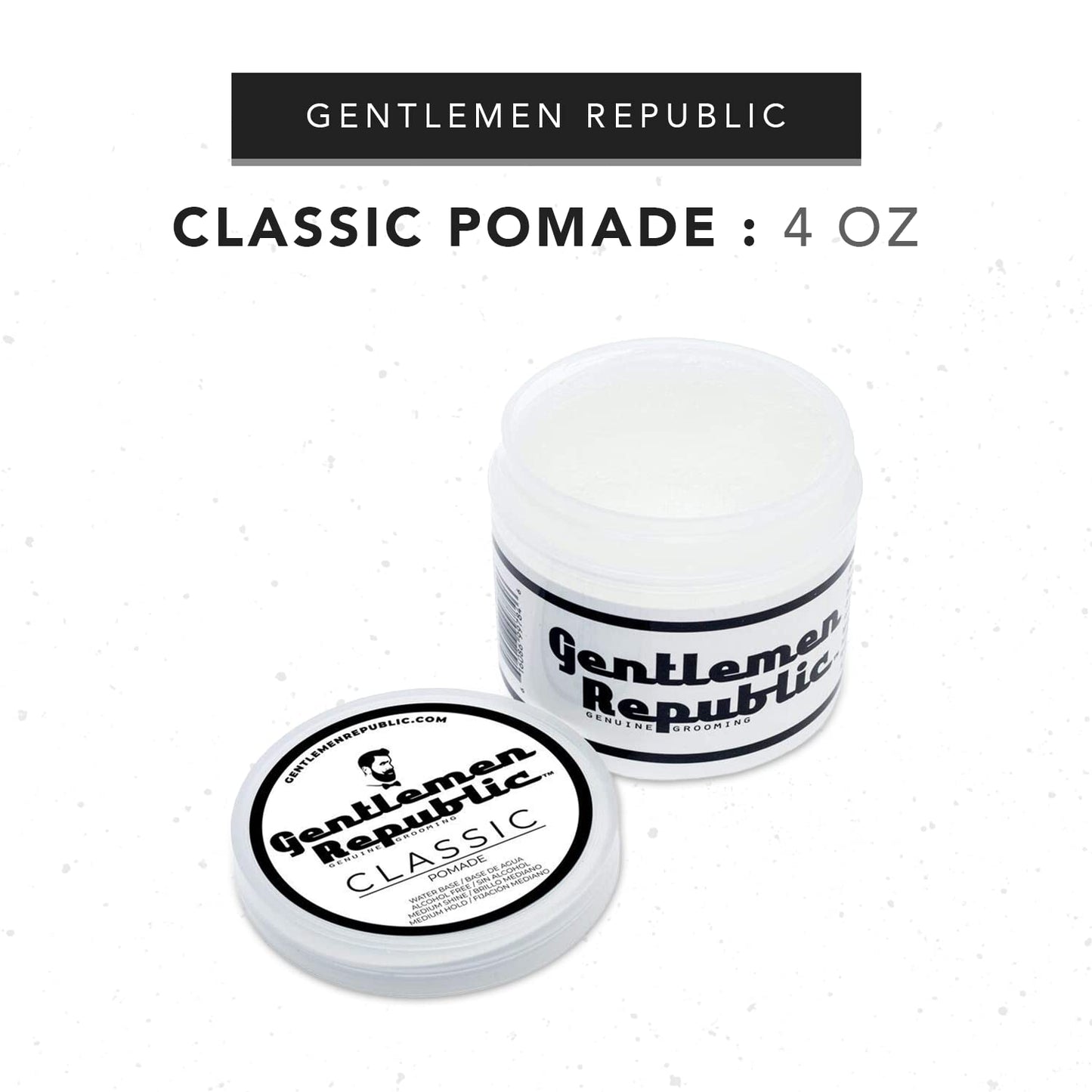 Gentlemen Republic Classic Pomade for Men - Water Based Pomade for Medium Hold & Shine, Premium Mens Hair Styling Products with No Beeswax - Ideal